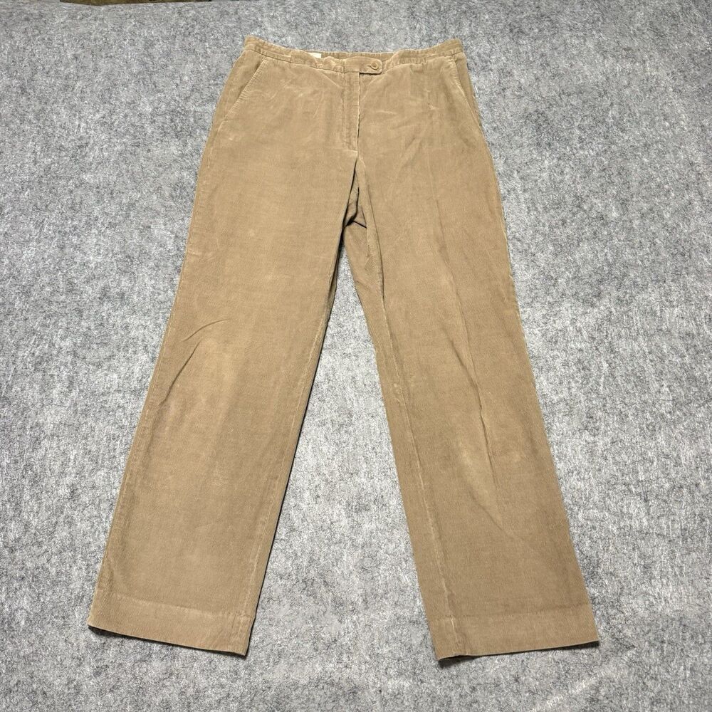 Vintage 90s Faconnable Corduroy Pants Women's 14 Tan High Rise Straight Leg Y2K